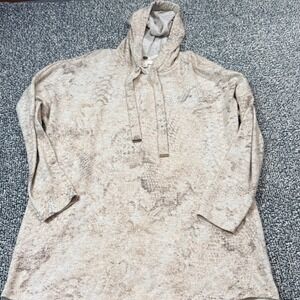 Cupio Blush Womens Large Snakeskin Print Knit Hoodie Pullover Neutral Tan L